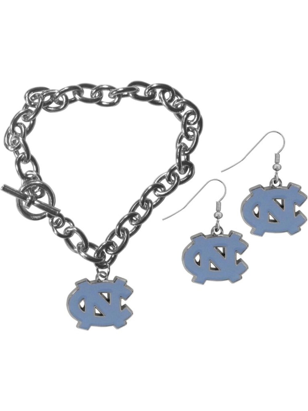 Stylish NCAA Unisex Chain Bracelet & Dangle Earrings Set - Perfect Game Day